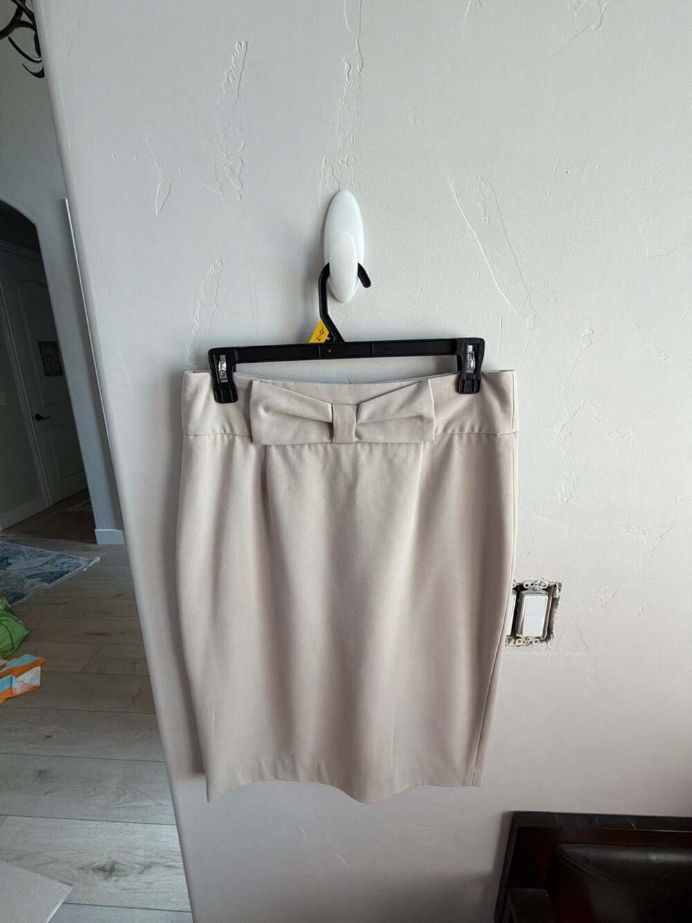 Grace Elements Beige Pencil Skirt‎ with Front Bow Detail